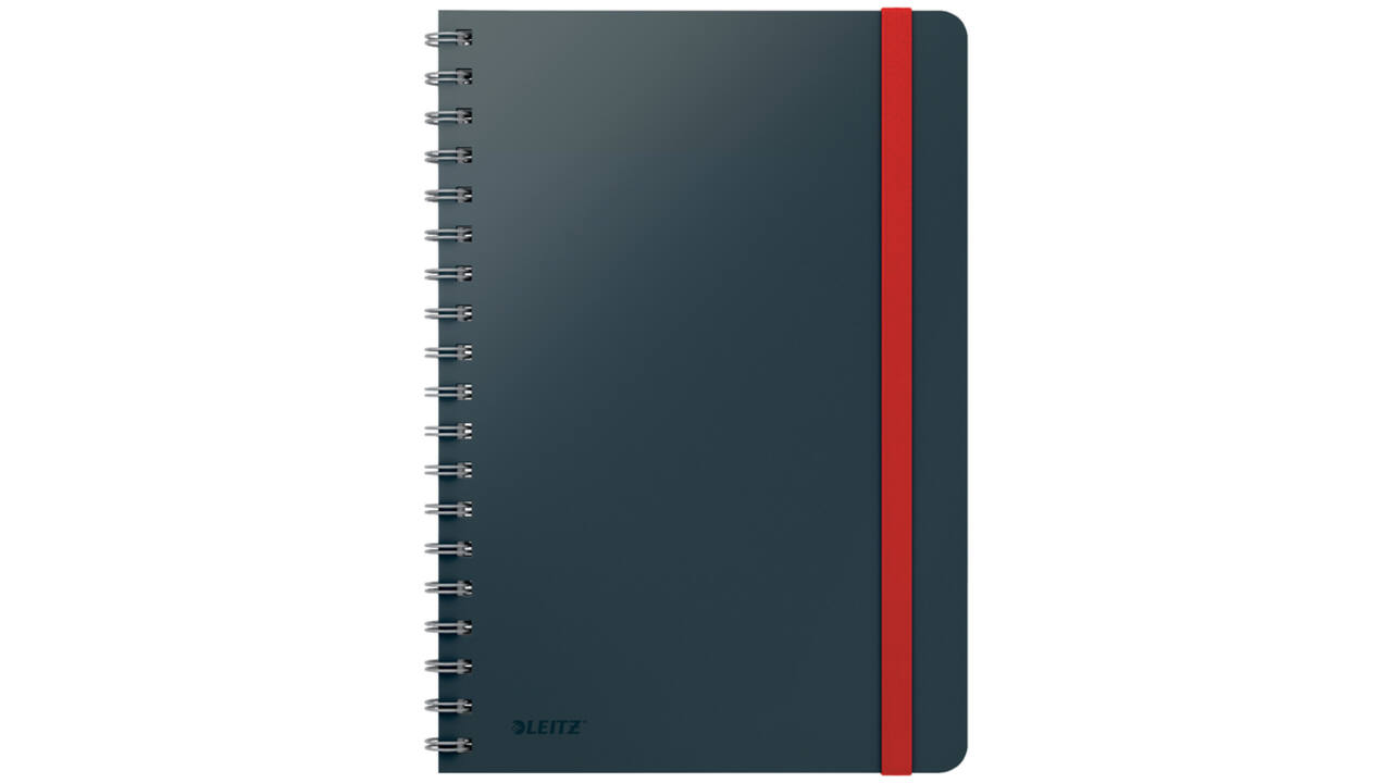 Notitieboek Leitz Cosy B5 160blz 100gr spiraal lijn grijs
