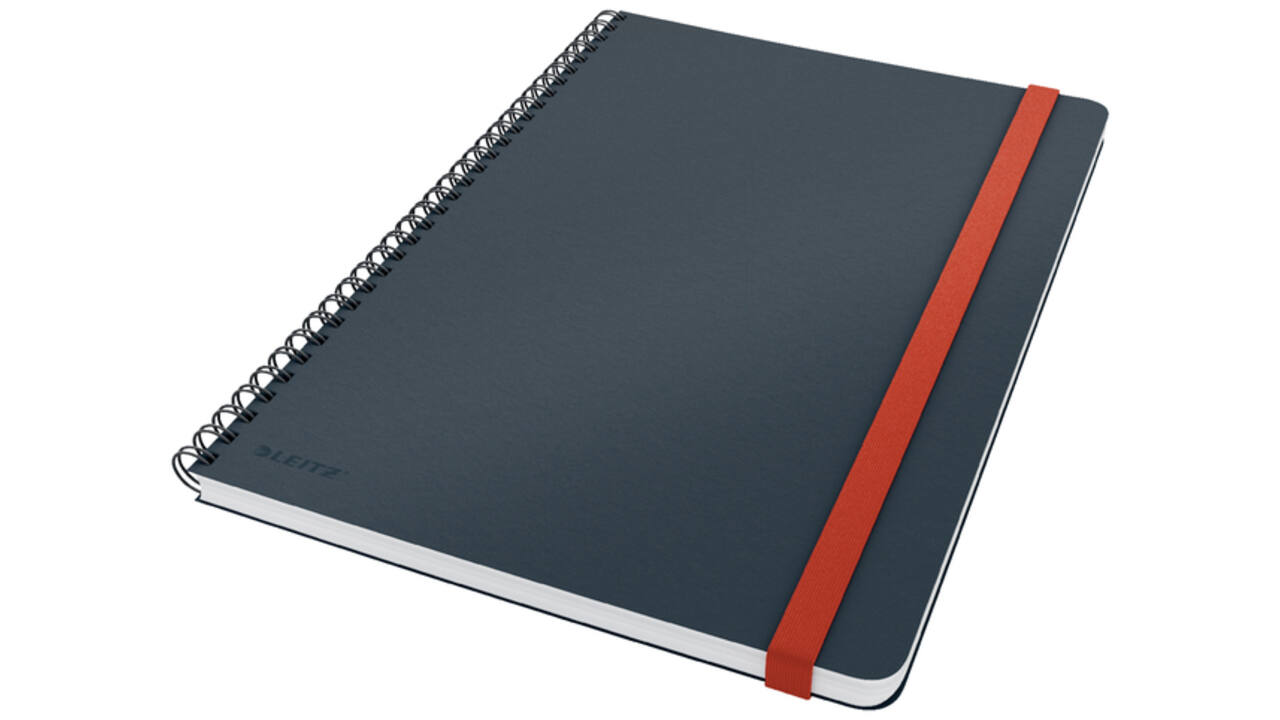 Notitieboek Leitz Cosy B5 160blz 100gr spiraal lijn grijs