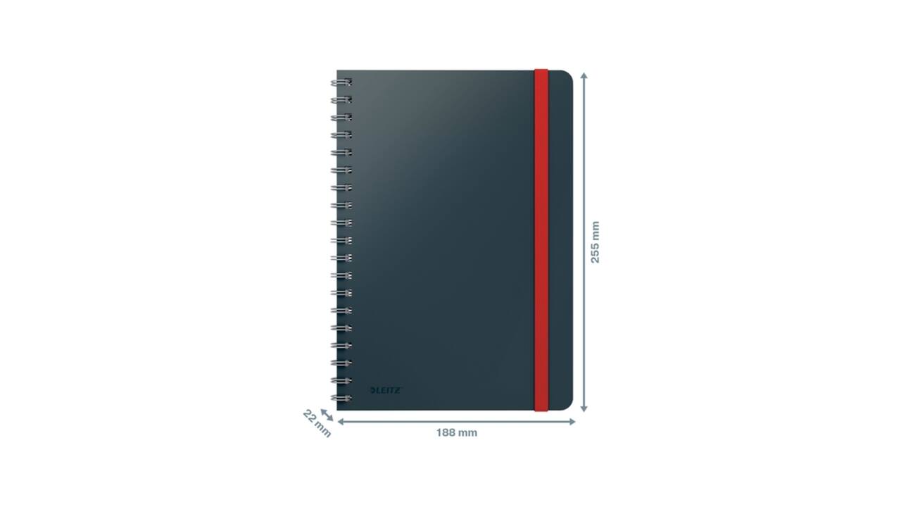 Notitieboek Leitz Cosy B5 160blz 100gr spiraal lijn grijs
