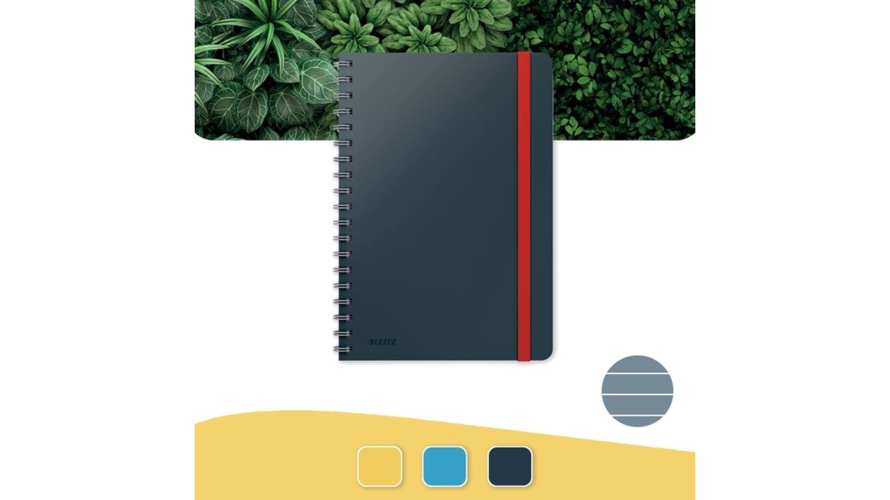 Notitieboek Leitz Cosy B5 160blz 100gr spiraal lijn grijs