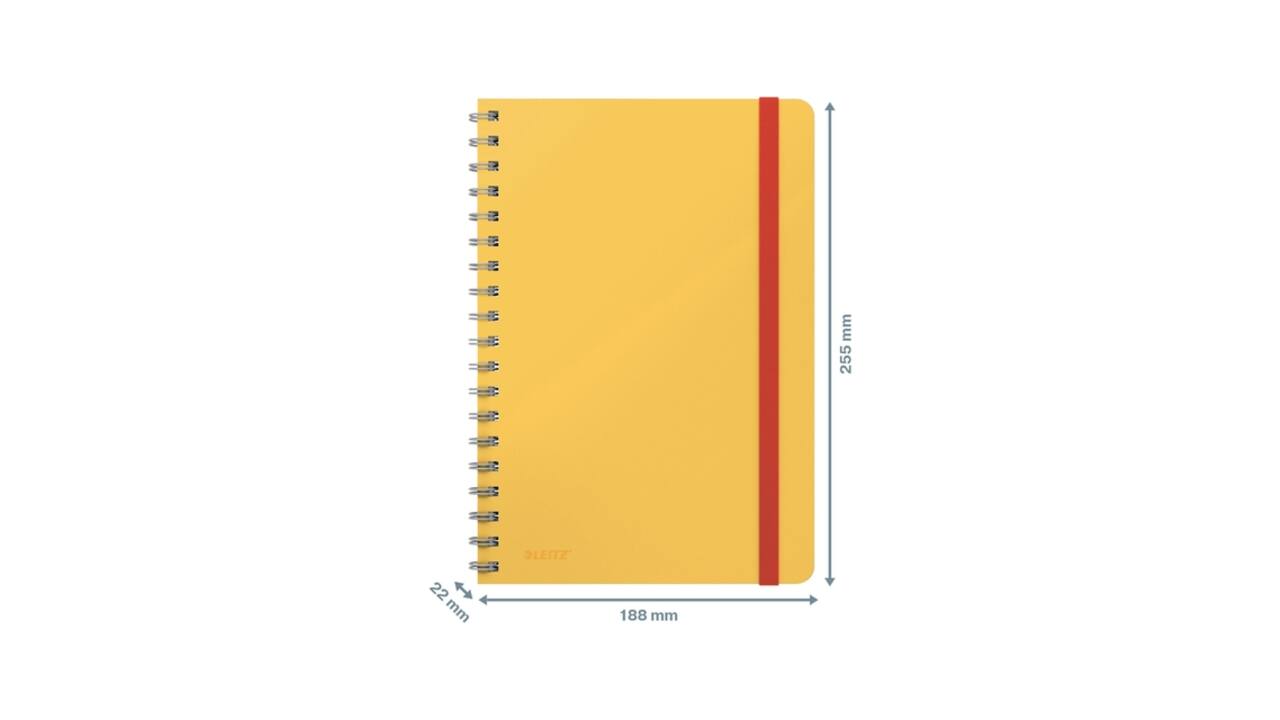 Notitieboek Leitz Cosy B5 160blz 100gr spiraal lijn geel
