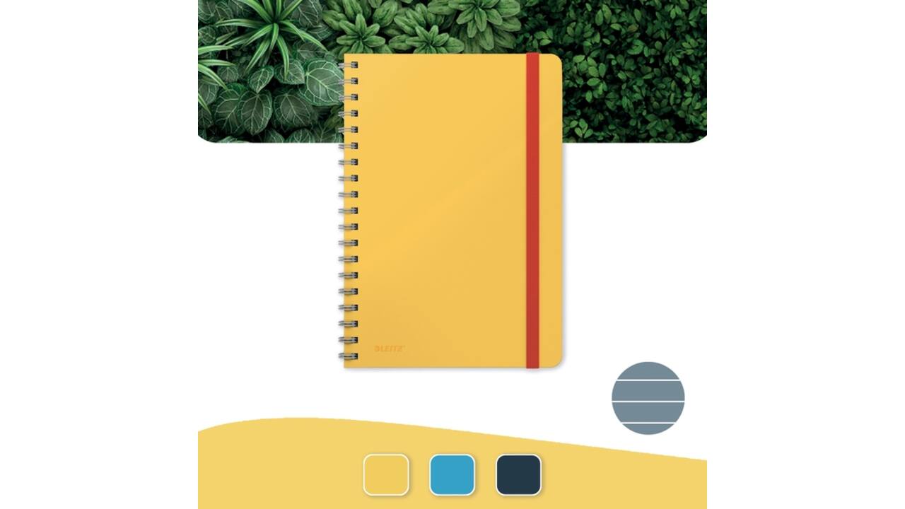 Notitieboek Leitz Cosy B5 160blz 100gr spiraal lijn geel