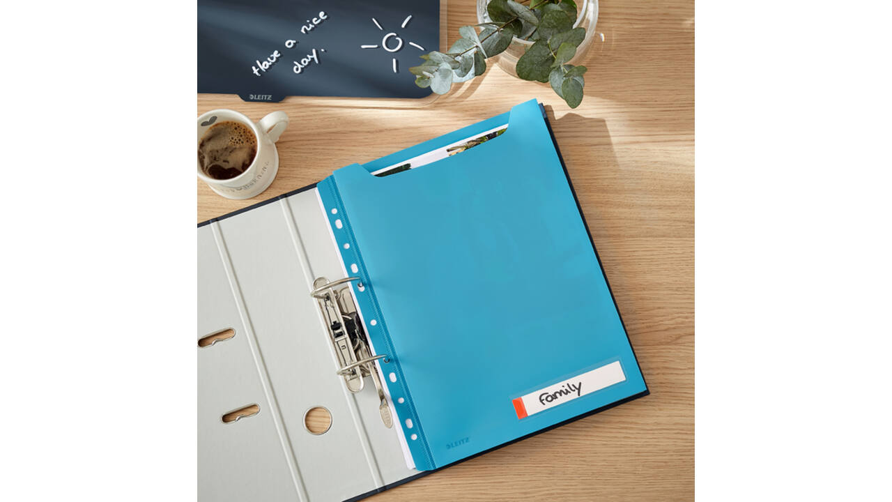 Insteekmap U-model Leitz Cosy harmonica A4 met perforatiestrip PP blauw