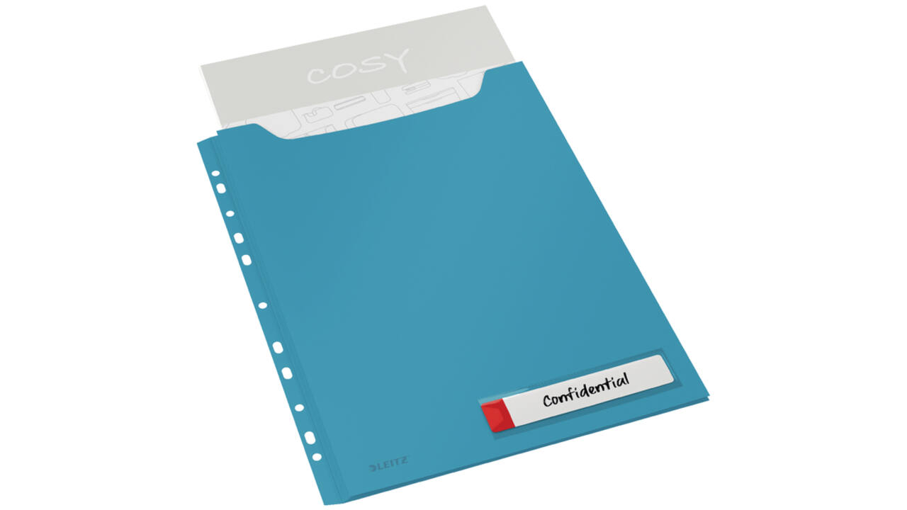 Insteekmap U-model Leitz Cosy harmonica A4 met perforatiestrip PP blauw
