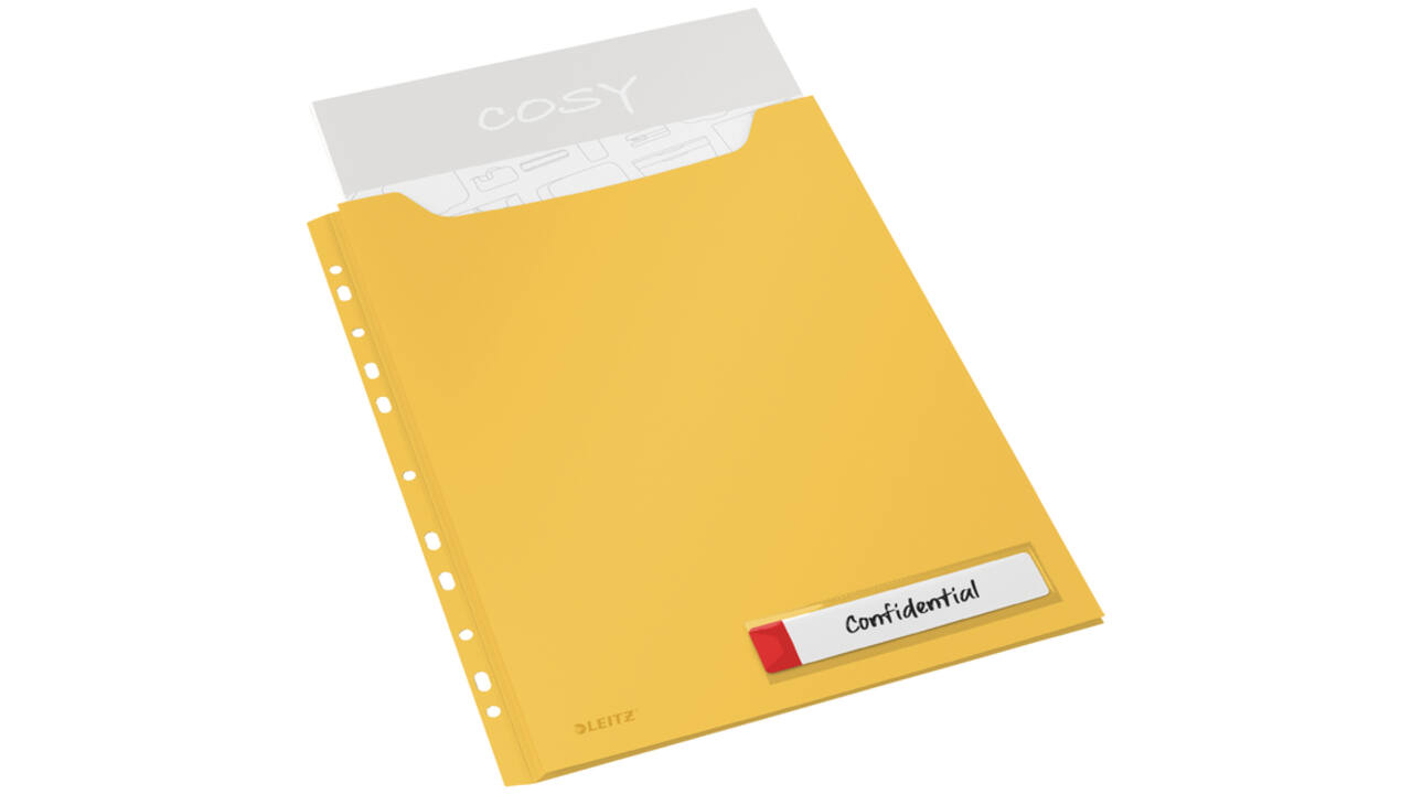 Insteekmap U-model Leitz Cosy harmonica A4 met perforatiestrip PP geel