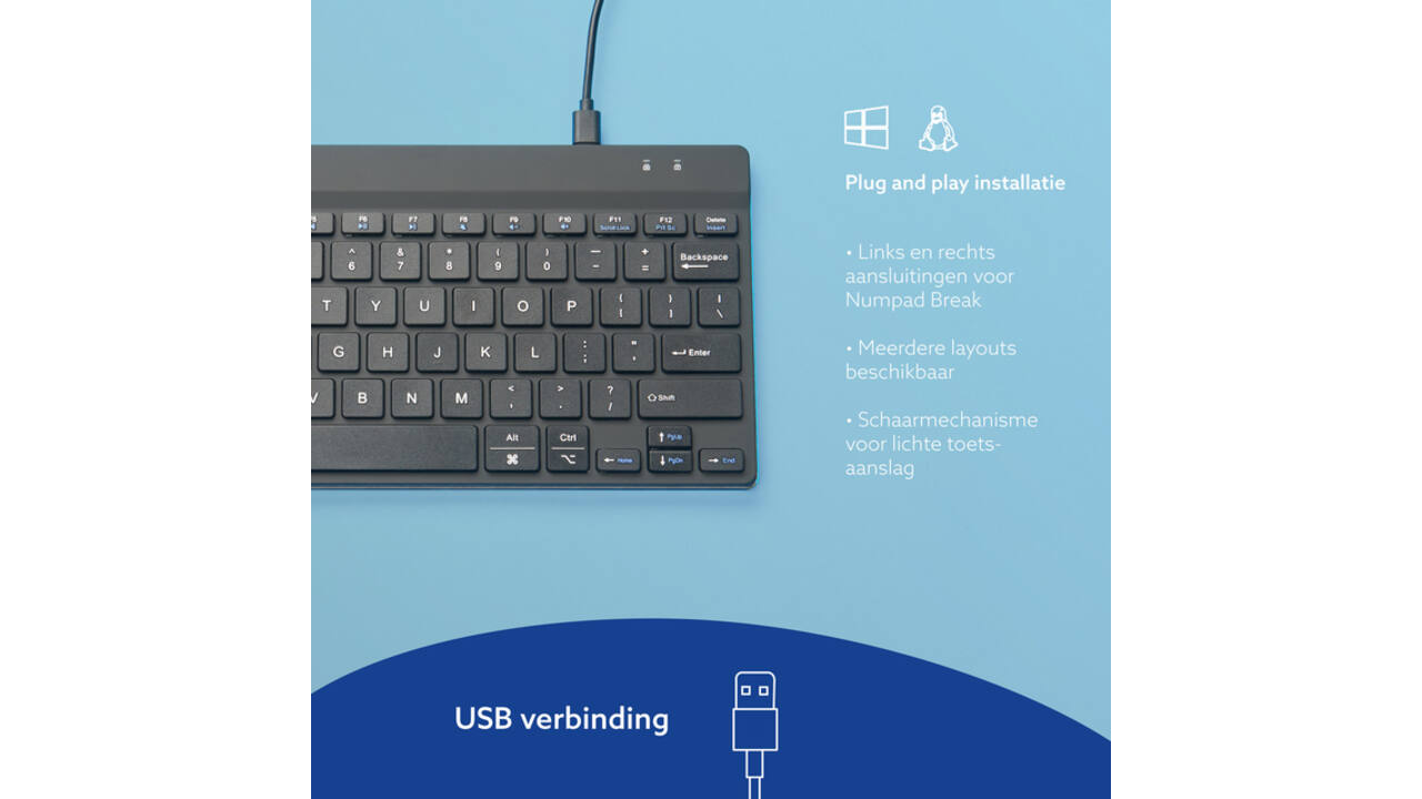 Toetsenbord R-Go Ergonomisch Compact Break QWERTY zwart