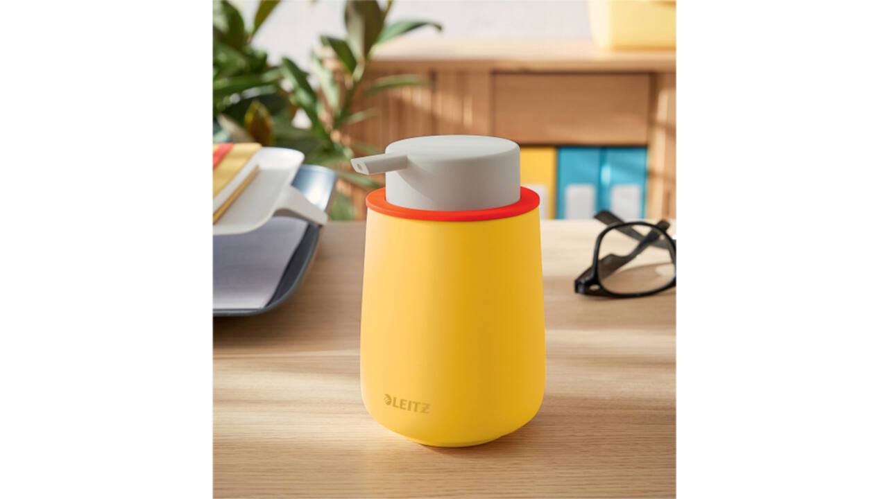 Handzeepdispenser Leitz Cosy voor handzeep 300ml geel