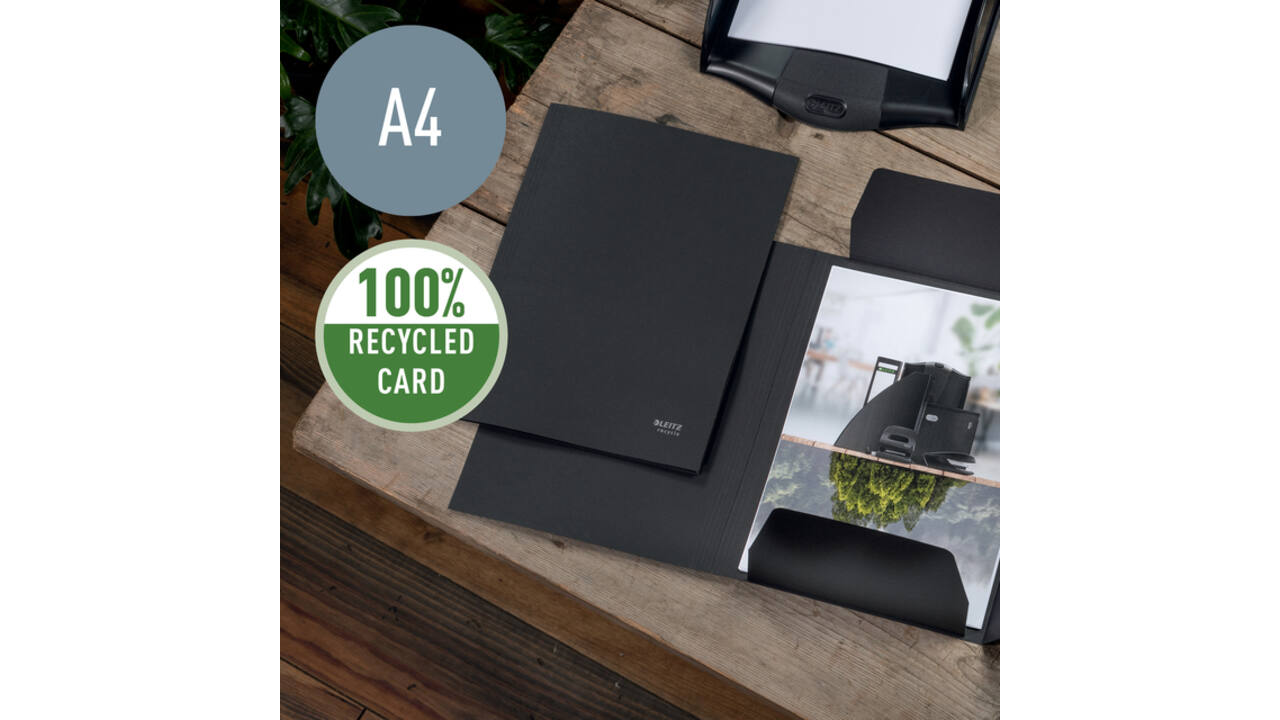Dossiermap Leitz Recycle A4 3-kleps karton zwart