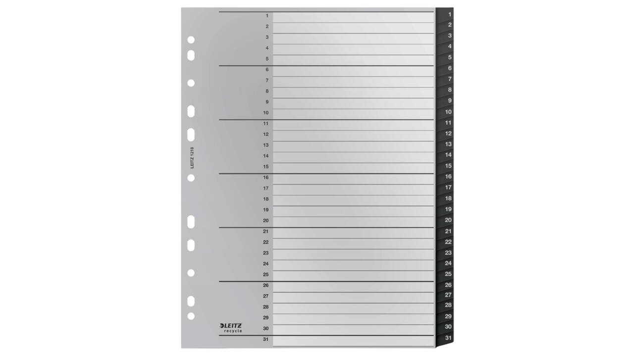 Tabblad Leitz Recycle A4 11-gaats  1-31 extra breed PP