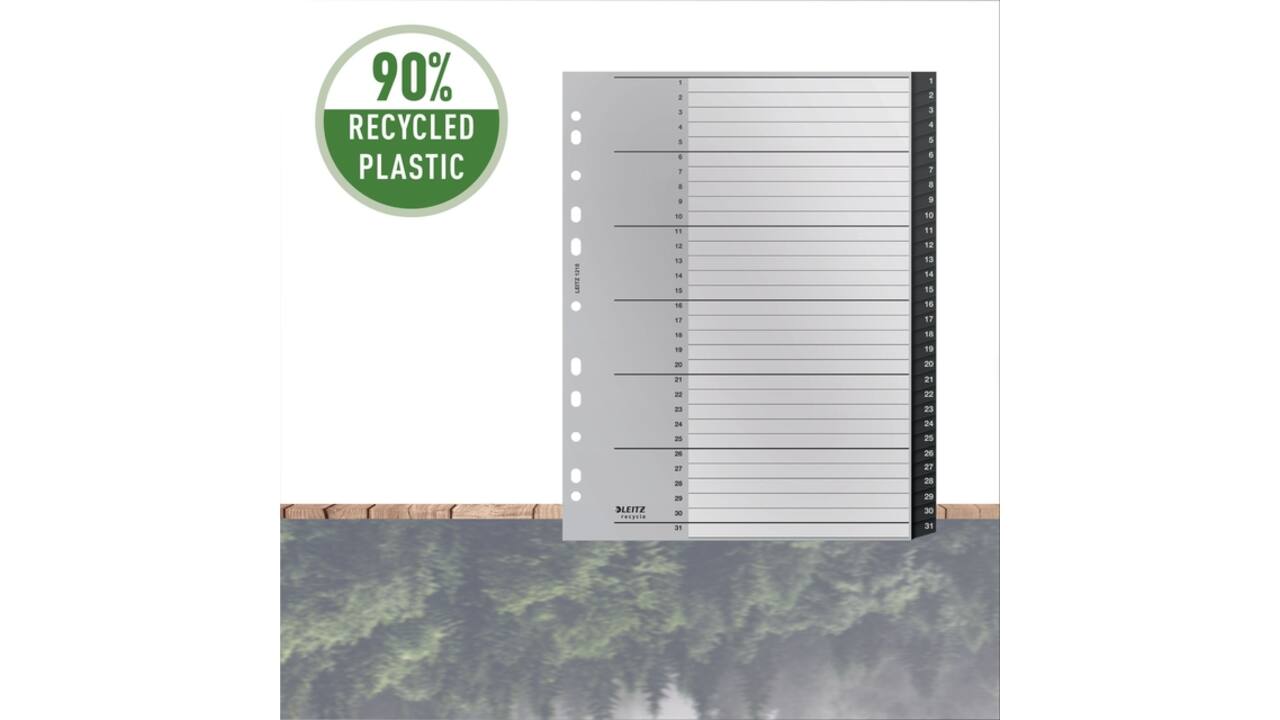 Tabblad Leitz Recycle A4 11-gaats  1-31 extra breed PP