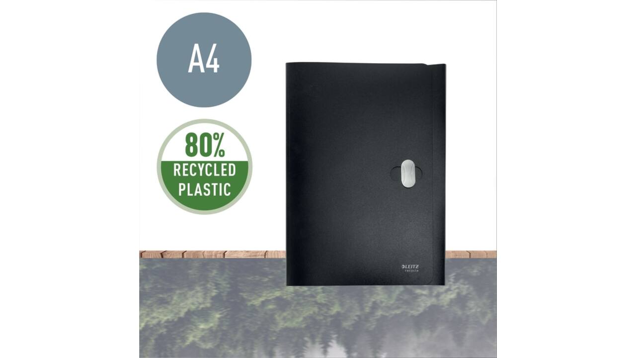 Dossiermap Leitz Recycle A4 3-kleps PP zwart
