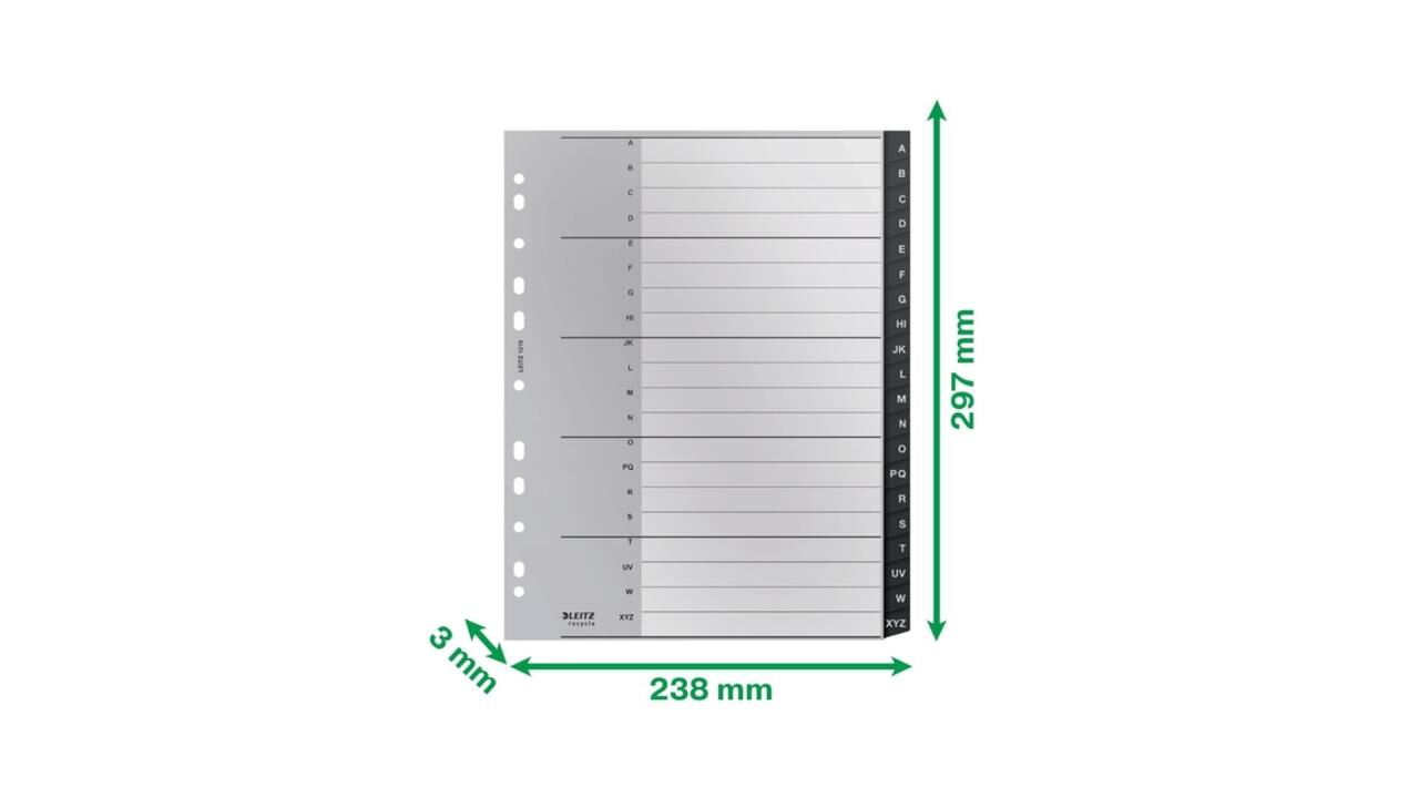 Tabblad Leitz Recycle A4 11-gaats A-Z extra breed PP