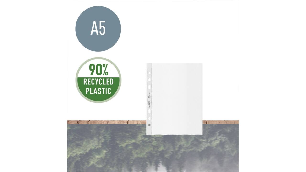 Showtas Leitz Recycle 100µ 6-gaats PP A5 transparant 25 stuks