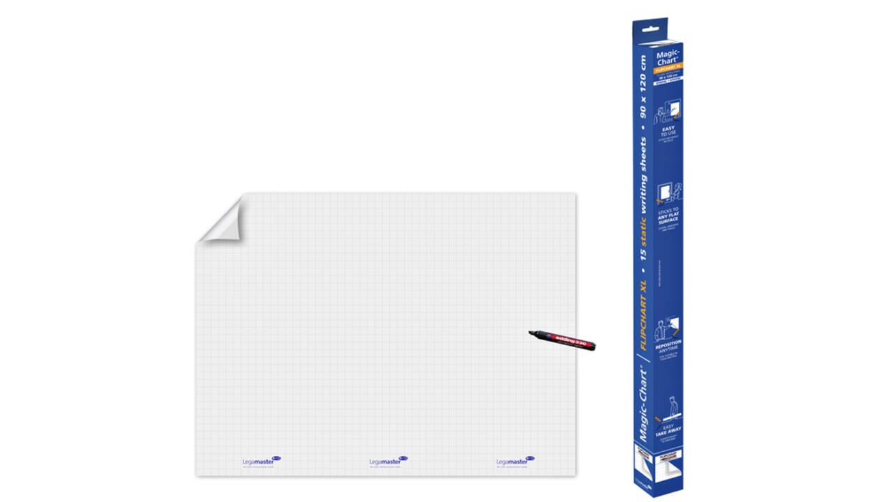 Magic-Chart Legamaster flipchart XL 90x120cm wit met ruit 15 vel