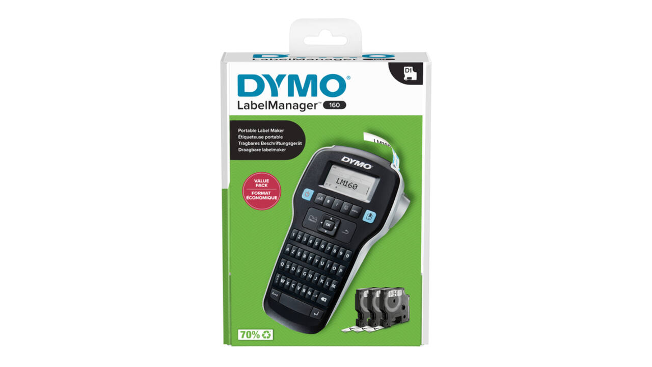 Labelprinter Dymo LabelManager 160 draagbaar azerty 12mm zwart valuepack