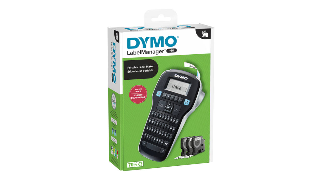 Labelprinter Dymo LabelManager 160 draagbaar qwerty 12mm zwart valuepack