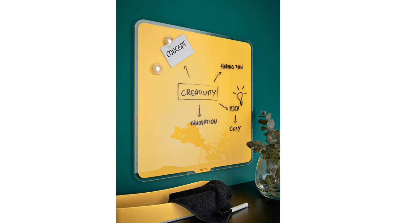 Glasbord Leitz Cosy magnetisch 450x450mm geel
