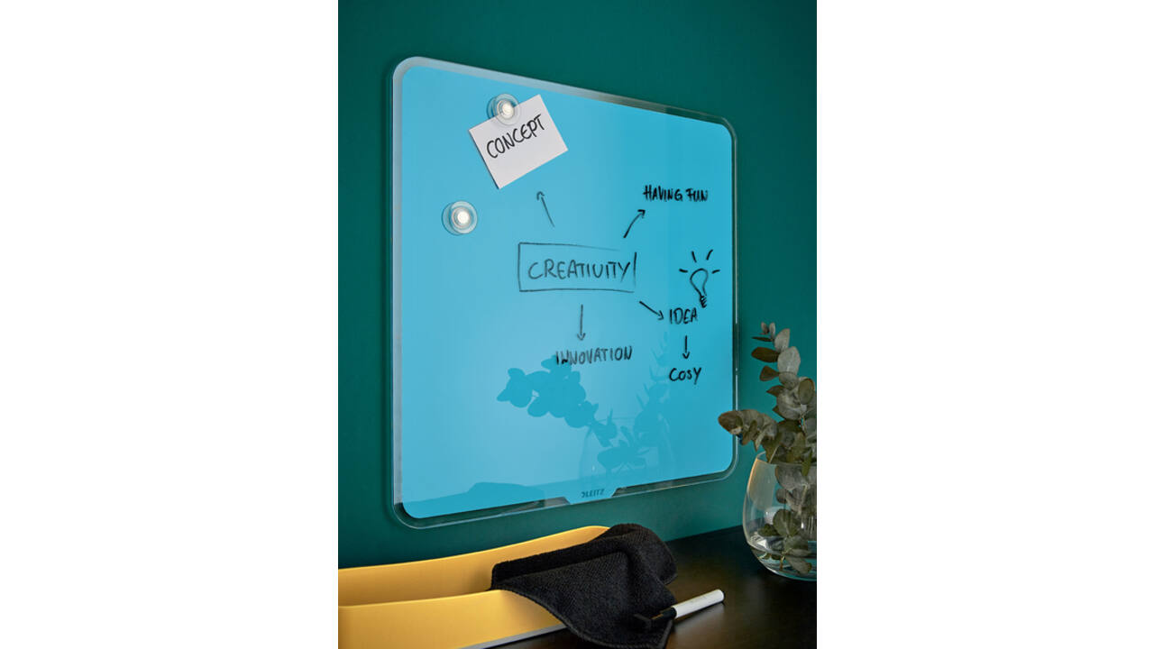 Glasbord Leitz Cosy magnetisch 450x450mm blauw