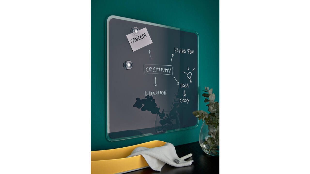 Glasbord Leitz Cosy magnetisch 450x450mm grijs