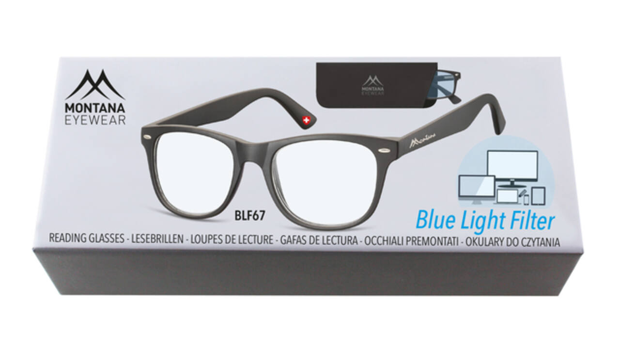Leesbril Montana +3.00 dpt blue light filter zwart