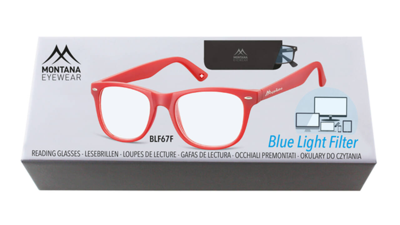 Leesbril Montana +2.50 dtp blue light filter rood
