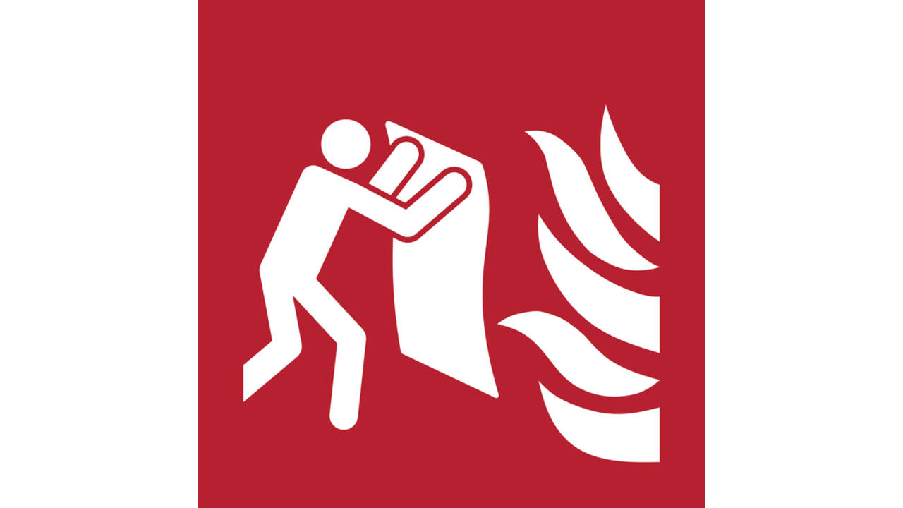 Pictogram bordje Djois Brandblusdeken 200x200mm rood