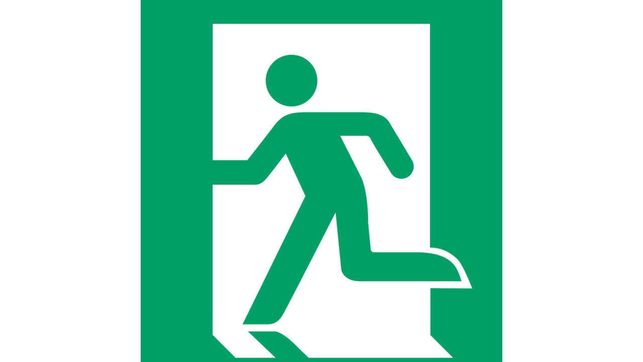 Pictogram bordje Djois Nooduitgang links 200x200mm groen