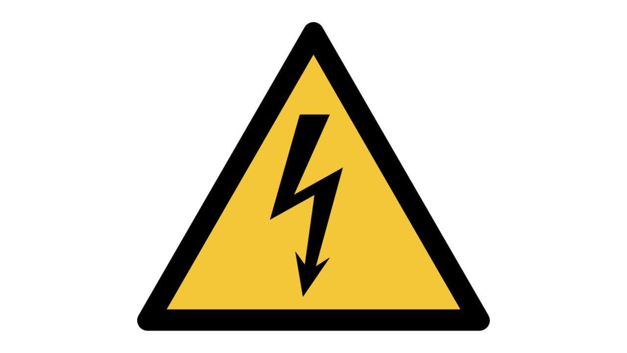 Pictogram bordje Djois Waarschuwing: elektrische spanning 200x176mm geel