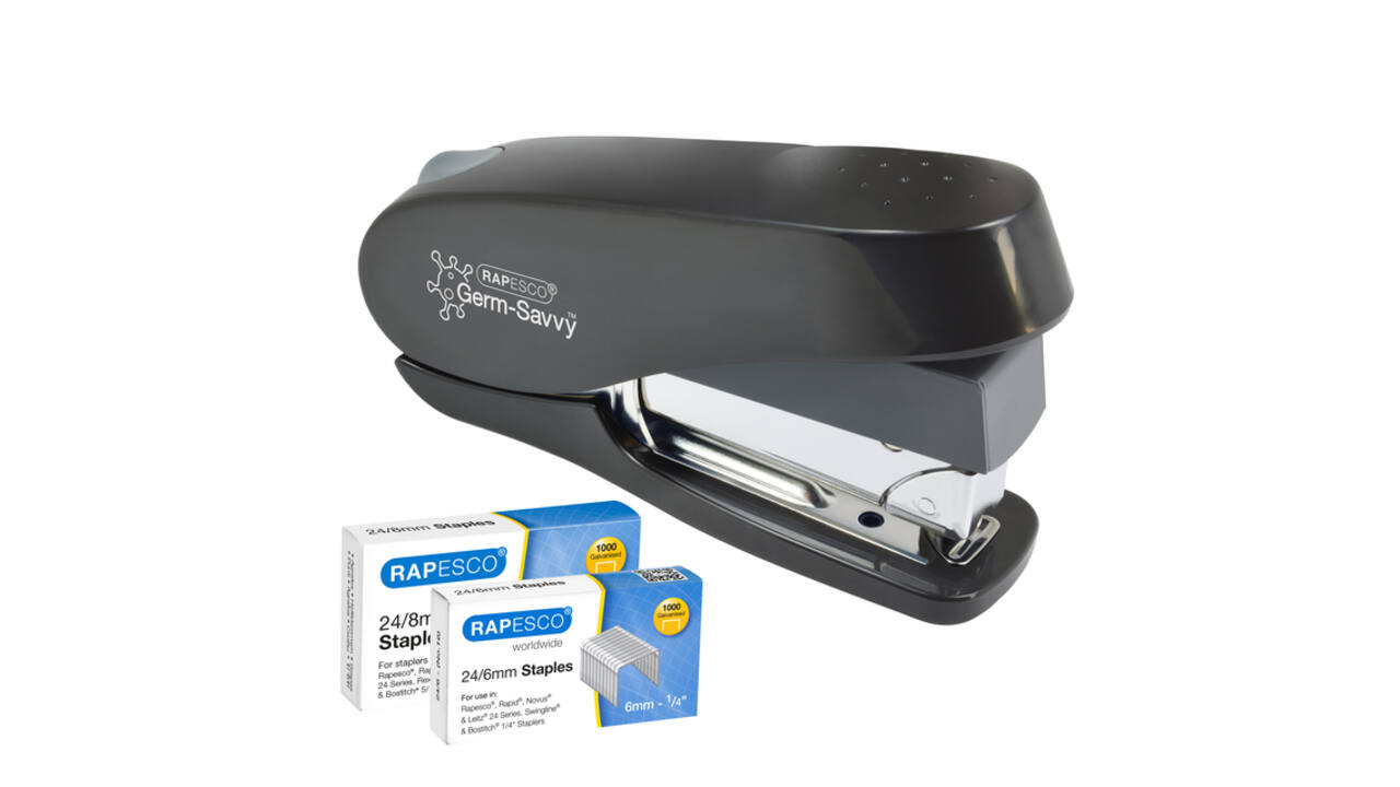 Nietmachine Rapesco Germ-Savvy Less Effort Eco Luna antibacterieel zwart