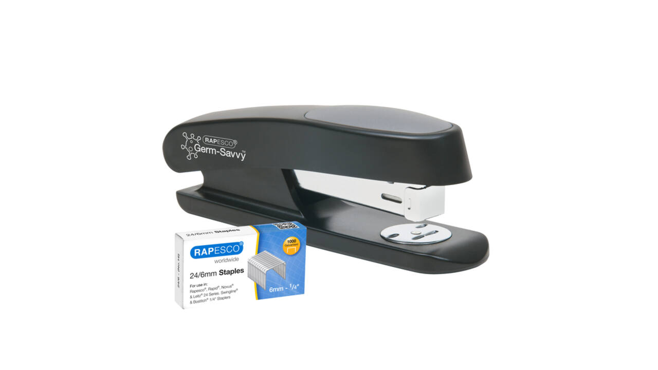 Nietmachine Rapesco Germ-Savvy Less Effort Eco Sting Ray antibacterieel zwart