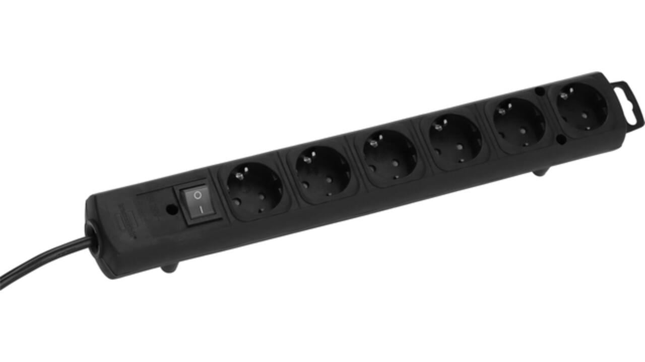 Stekkerdoos Brennenstuhl Comfort Plus 6vdig incl platte stekker 2m zw
