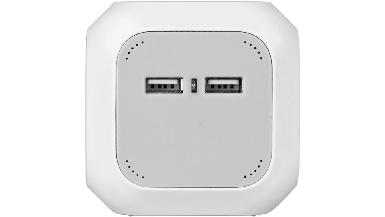 Stekkerblok Brennenstuhl 4 voudig inclusief 2 USB 140cm wit/grijs