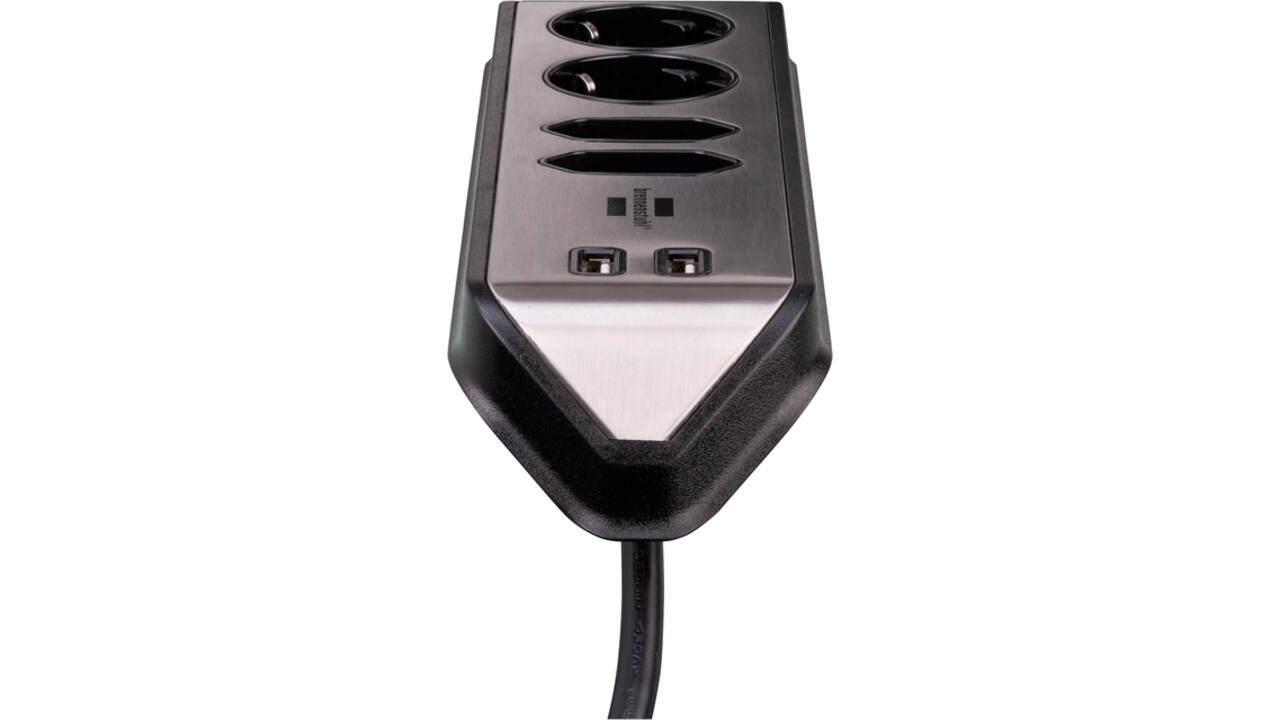 Stekkerdoos Brennenstuhl bureau Estilo 4vdig incl 2 USB 2m zwart/zi