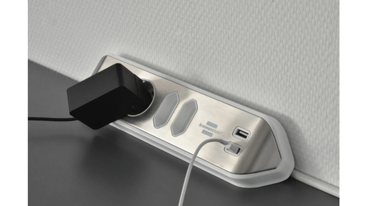 Stekkerdoos Brennenstuhl bureau Estilo 4vdig incl 2 USB 2m wit/zilver