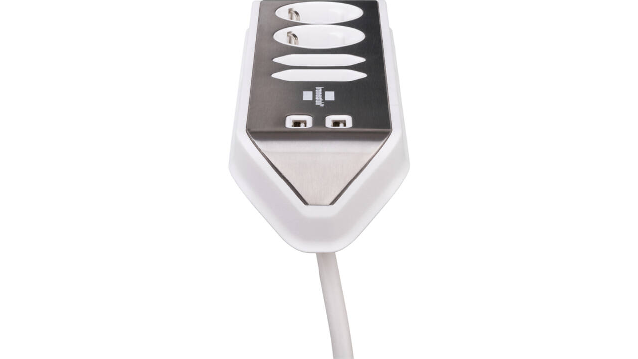 Stekkerdoos Brennenstuhl bureau Estilo 4vdig incl 2 USB 2m wit/zilver