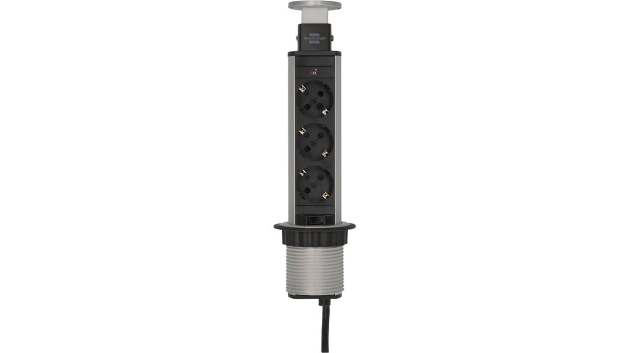 Stekkerdoos Brennenstuhl toren 3 voudig 2 meter zwart/zilver