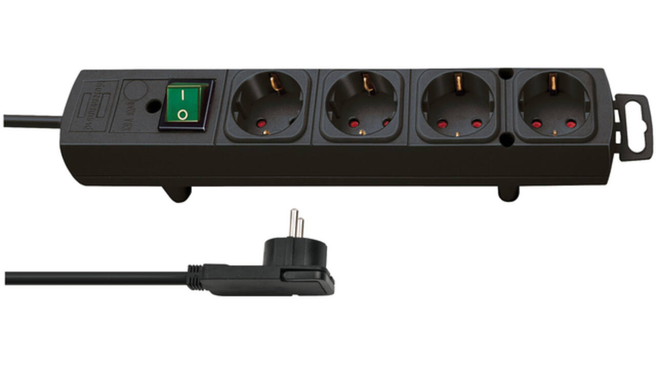 Stekkerdoos Brennenstuhl Comfort Plus 4vdg incl platte stekker 2m zw