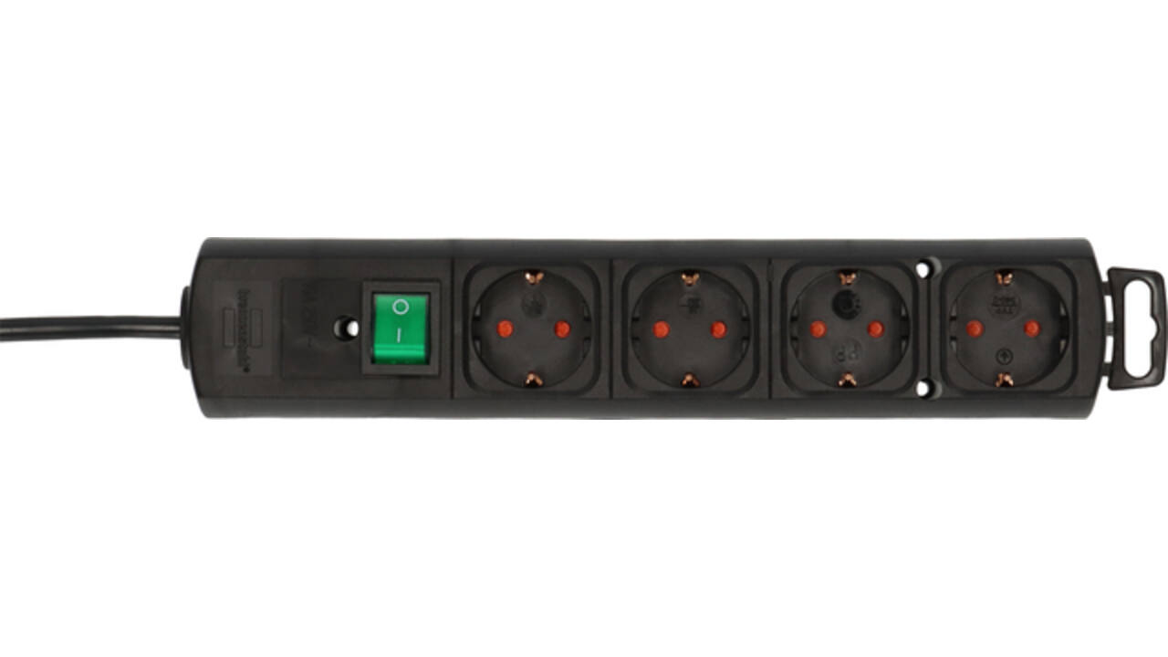 Stekkerdoos Brennenstuhl Comfort Plus 4vdg incl platte stekker 2m zw