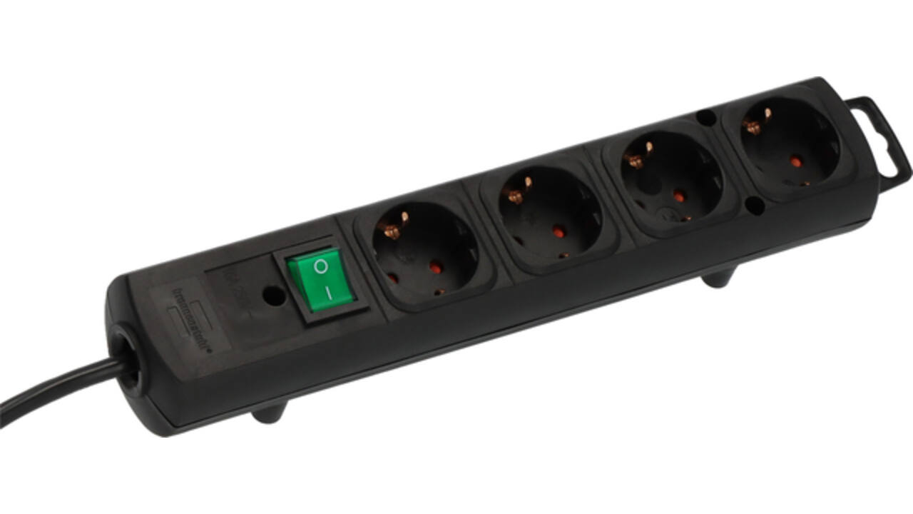 Stekkerdoos Brennenstuhl Comfort Plus 4vdg incl platte stekker 2m zw