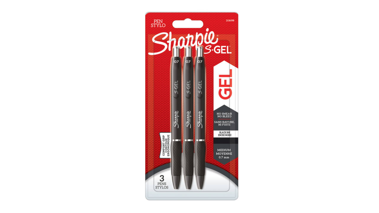 Gelschrijver Sharpie S-gel medium zwart blister à 3 stuks