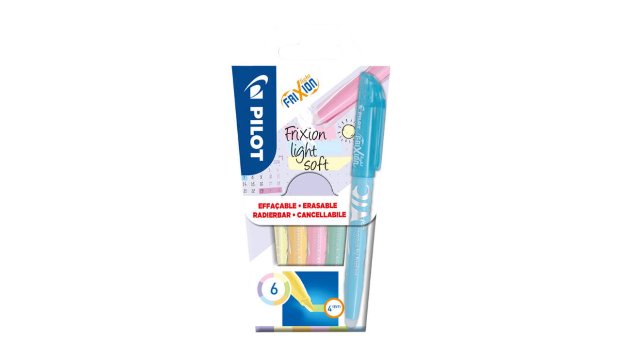 Markeerstift PILOT friXion light soft pastel assorti set à 6 stuks