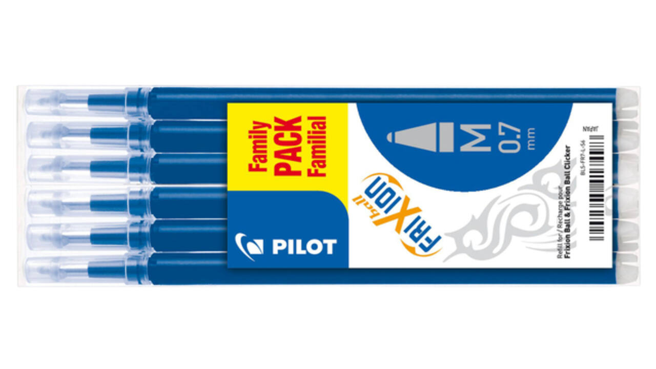 Rollerpenvulling PILOT friXion medium blauw set à 6 stuks