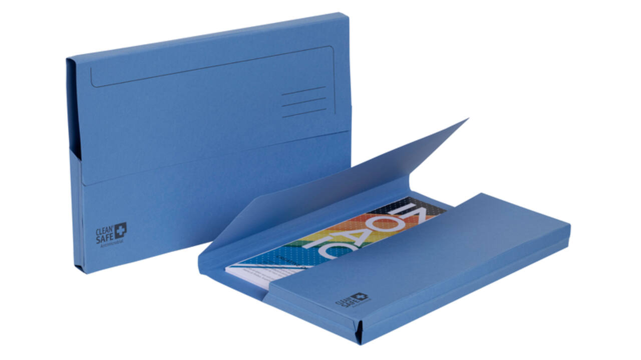 Pocketmap Exacompta Clean'Safe A4 400gr blauw 5 stuks