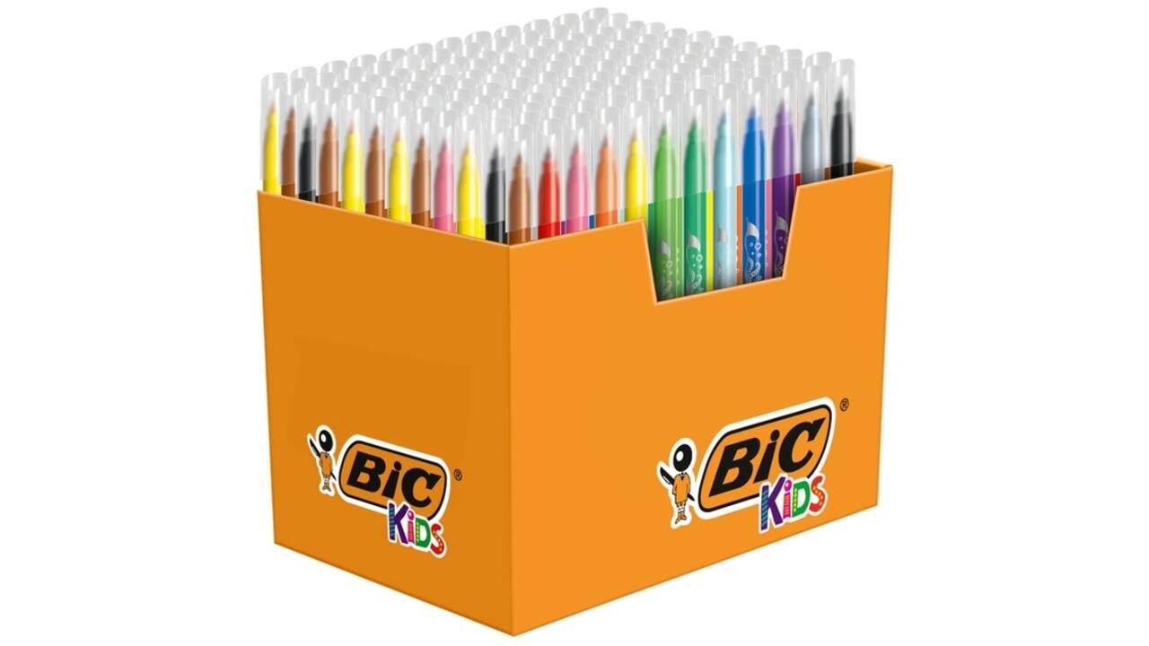Kleurstiften BicKids couleur medium assorti schoolbox à 144 stuks