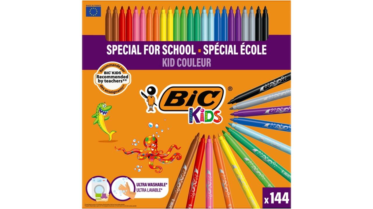 Kleurstiften BicKids couleur medium assorti schoolbox à 144 stuks