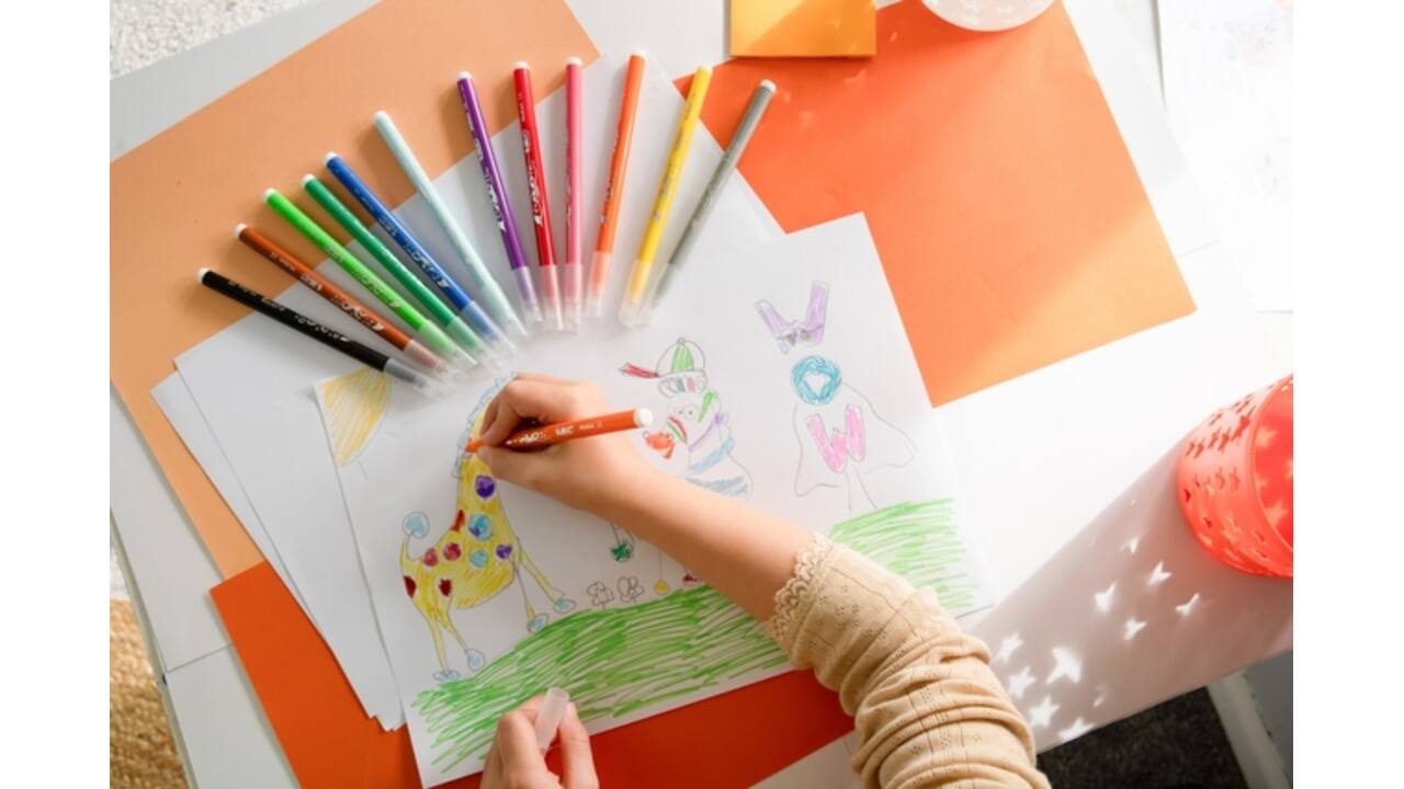 Kleurstiften BicKids couleur medium assorti schoolbox à 144 stuks