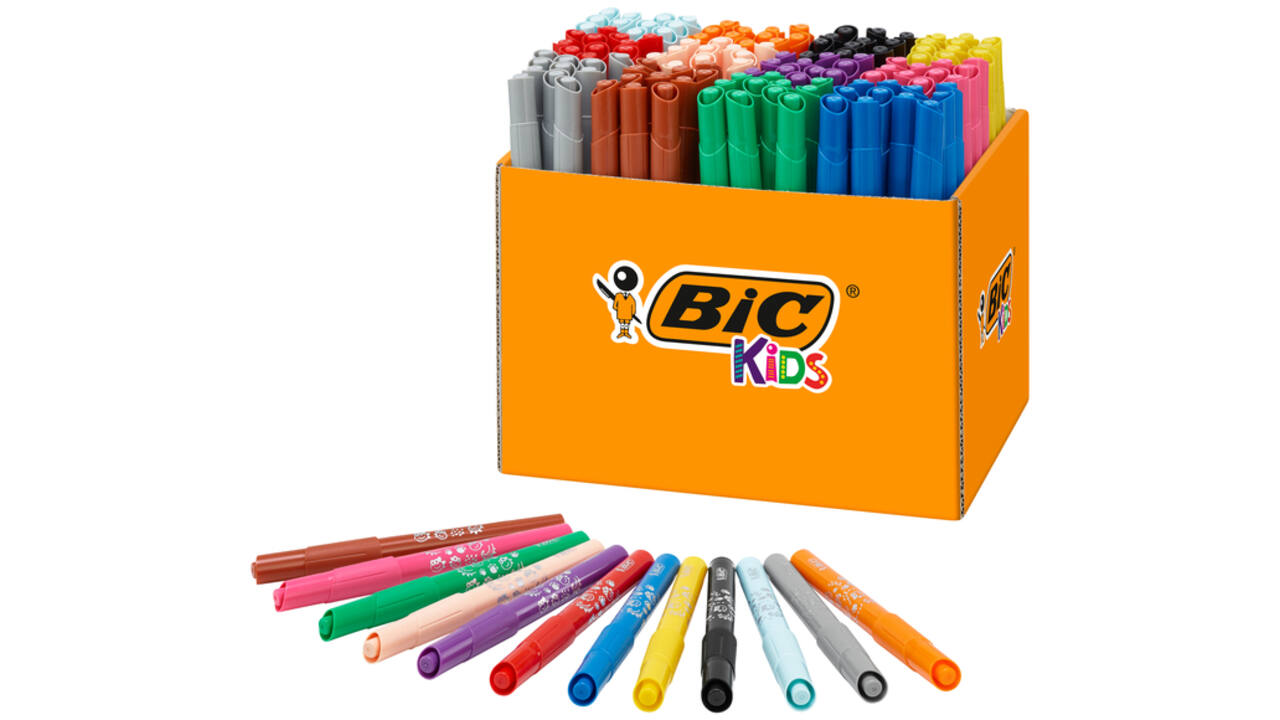 Kleurstiften BicKids visacolor ecolutions XL ass schoolbox à 144 stuks