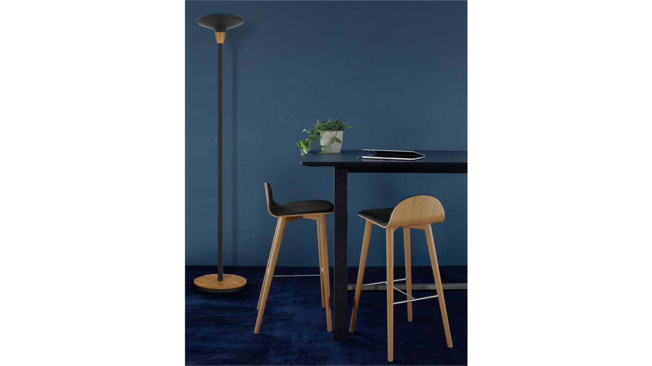 Vloerlamp Unilux Baly led bamboe zwart
