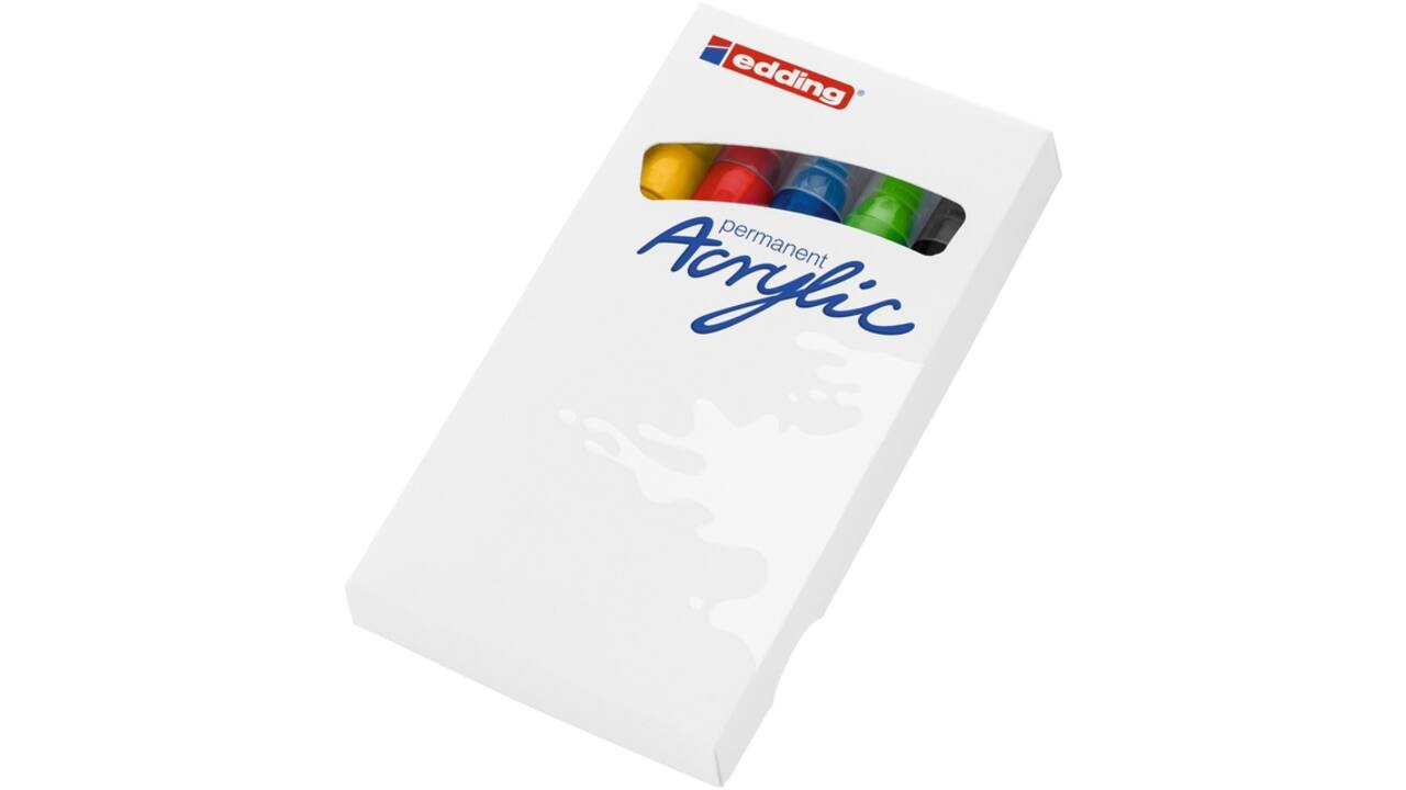 Acrylmarker edding e-5100 medium basis assorti set à 5 stuks