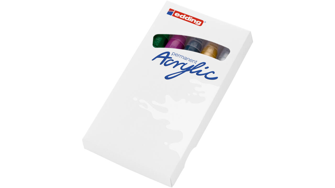 Acrylmarker edding e-5100 medium metallic assorti set à 5 stuks